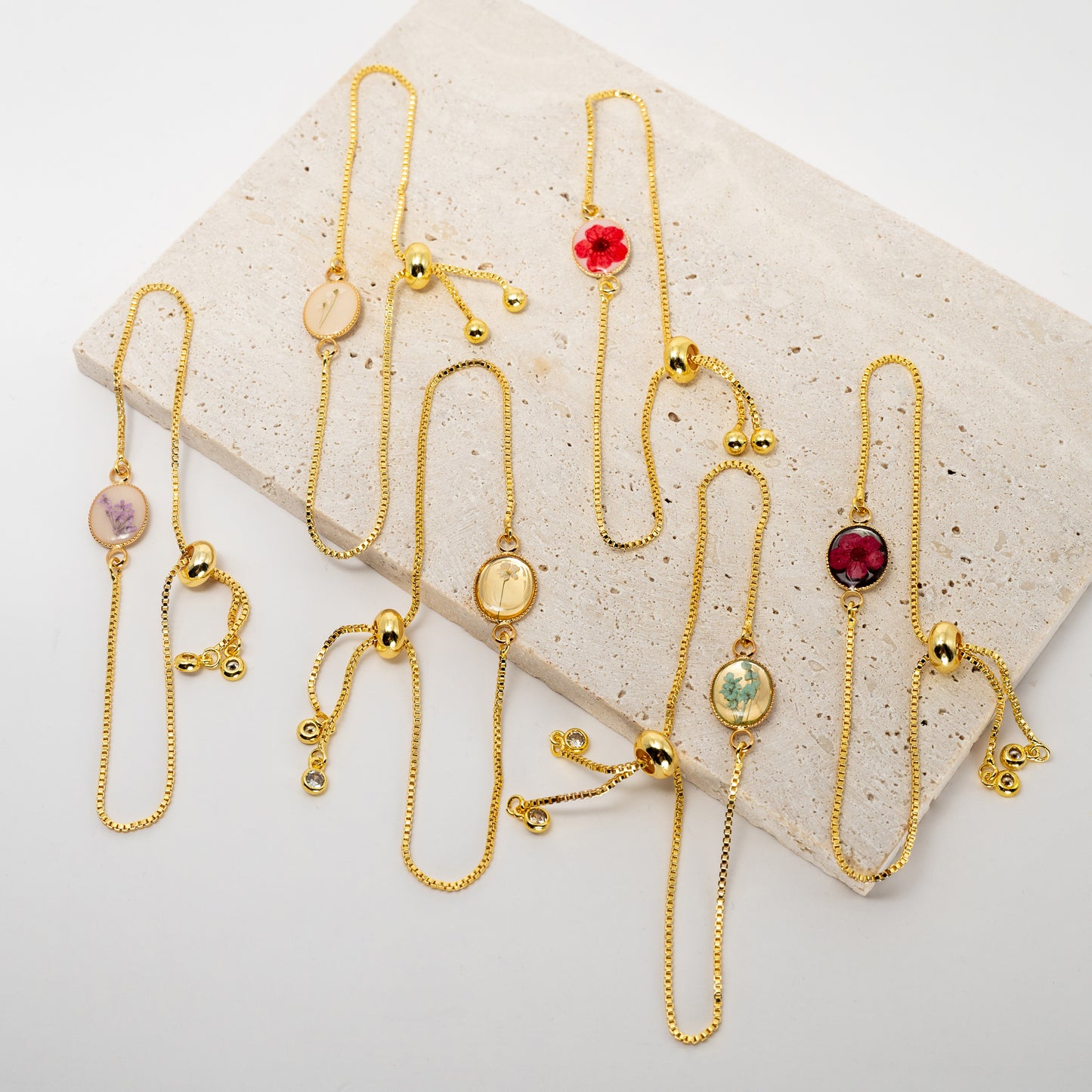 Pressed Flowers Adjustable Bracelets